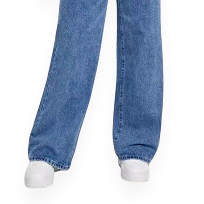 Straight Leg Jeans for Women – Mid Waist Loose Fit Denim Pants with Zipper, Casual Wide Leg Trousers