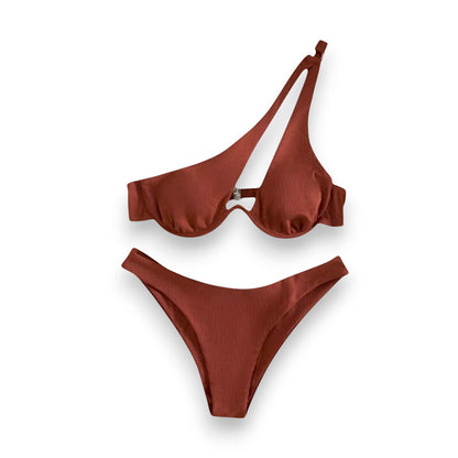 Women's Brazilian Bikini Set – Cheeky Cutout Underwire One Shoulder Swimsuit