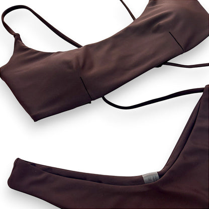 Women Sexy Triangle Bikini Set – Ruched Halter Top & Brazilian Cheeky Thong Two Piece Swimsuit