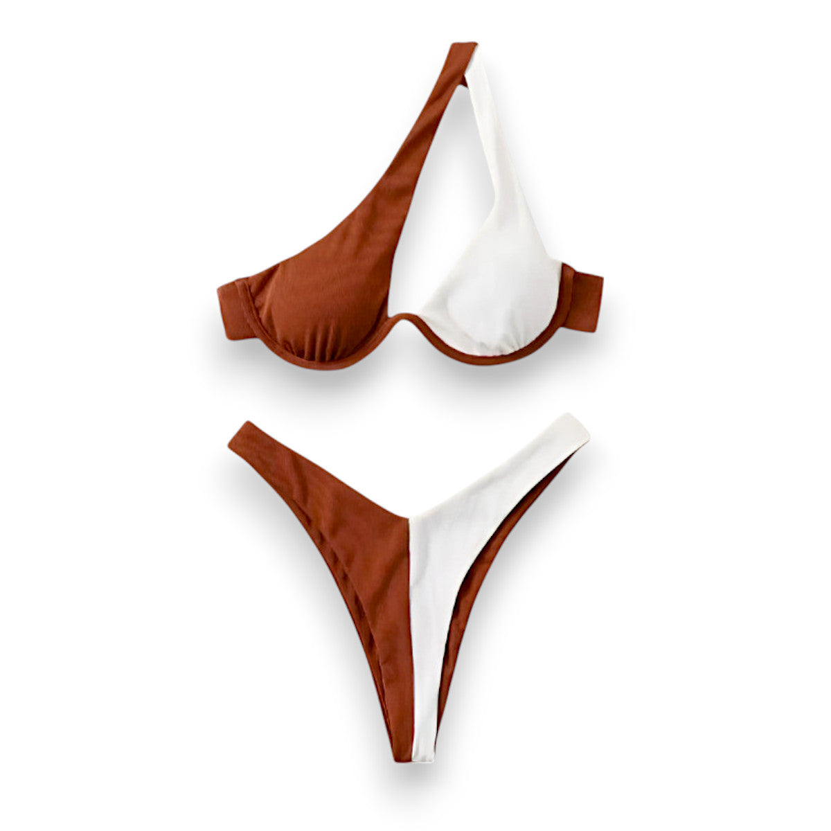 Women's Brazilian Bikini Set – Cheeky Cutout Underwire One Shoulder Swimsuit