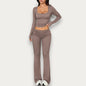 Women’s Solid Color Viscose Blouse – Chic Short Sleeve Summer Top & Pants Set