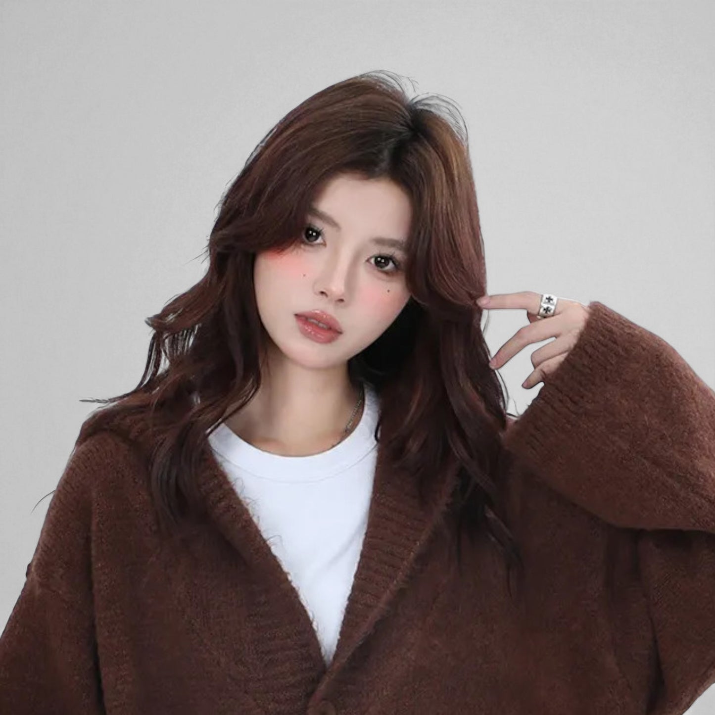 Women’s Casual Korean Style Open Front Cardigan – Cozy Long Sleeve Knit Sweater