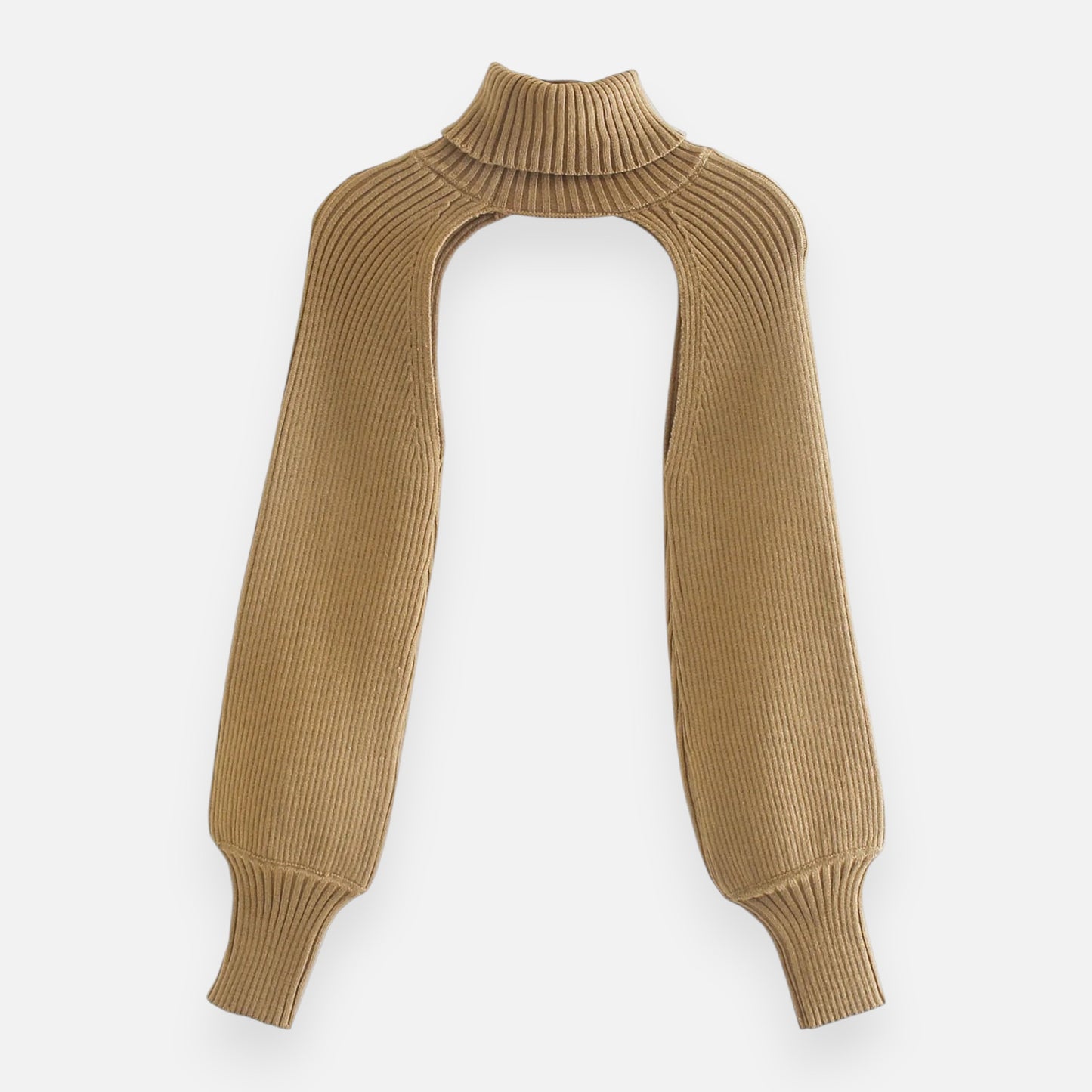 Trendy Women’s Knitted Crop Sweater – High Neck, Puff Sleeve Pullover