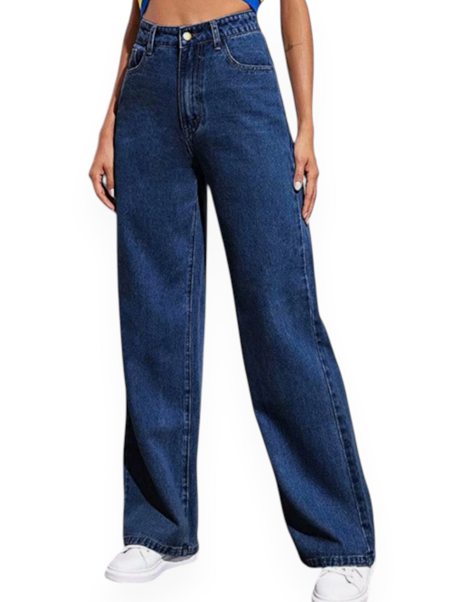 Straight Leg Jeans for Women – Mid Waist Loose Fit Denim Pants with Zipper, Casual Wide Leg Trousers