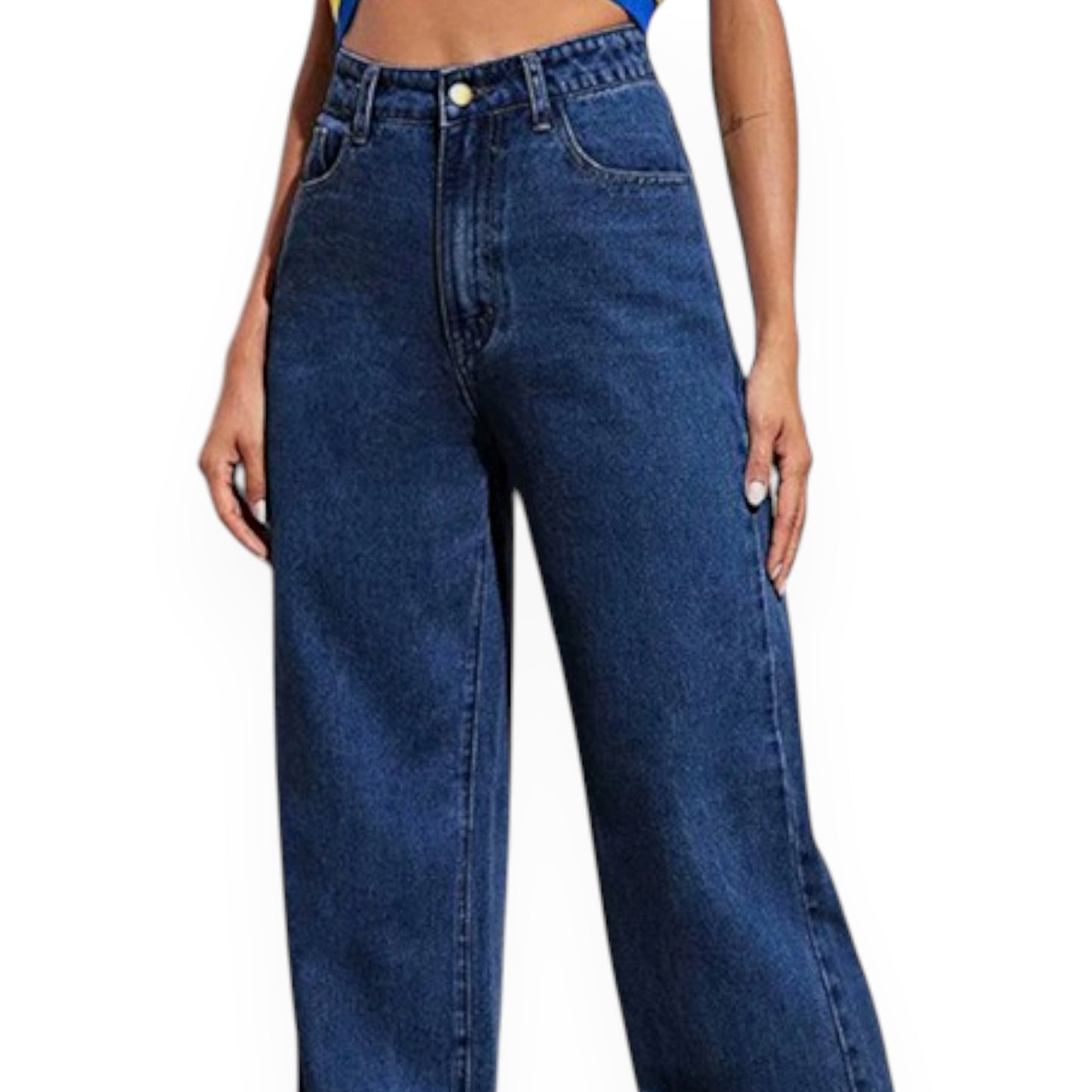 Straight Leg Jeans for Women – Mid Waist Loose Fit Denim Pants with Zipper, Casual Wide Leg Trousers