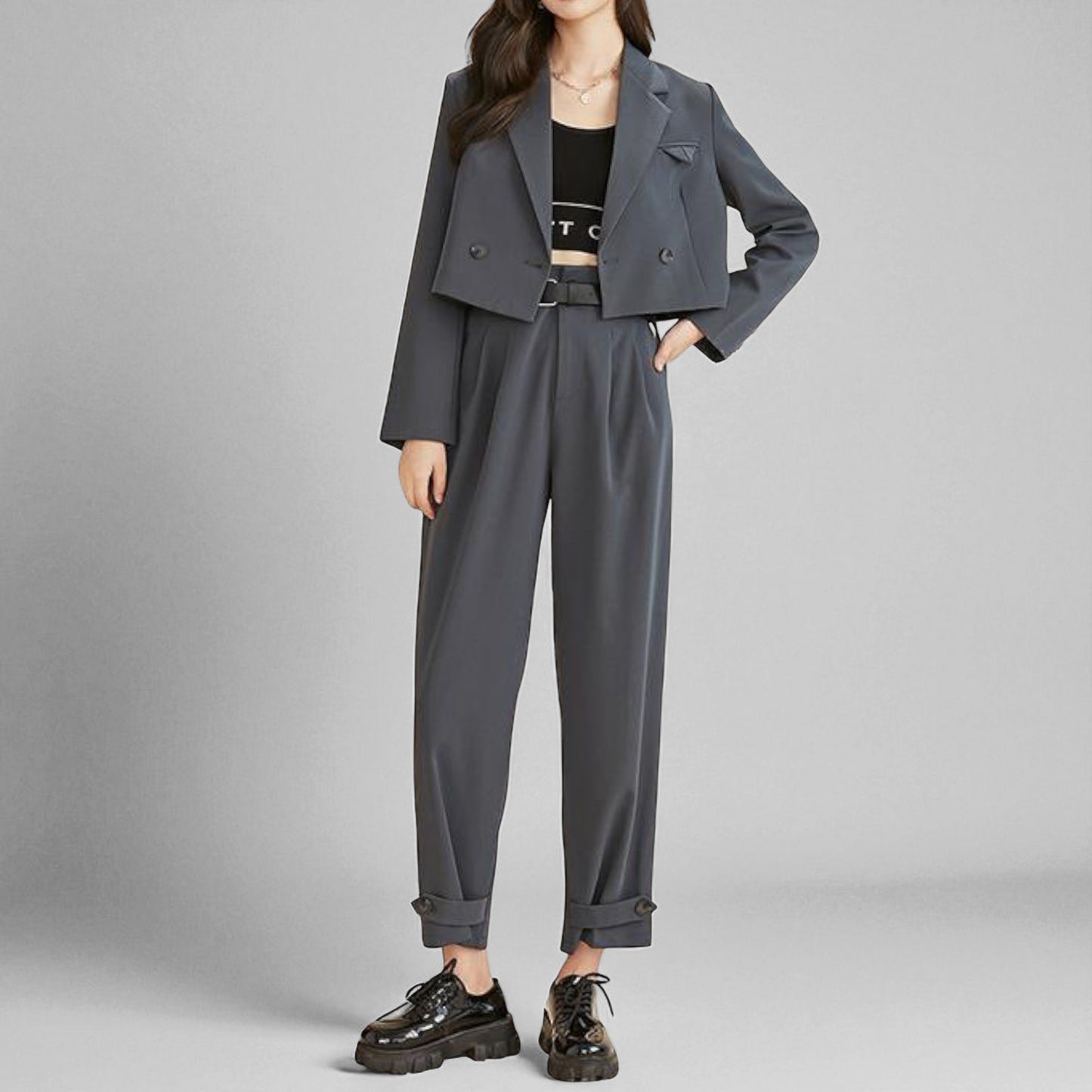 Women’s Classic Blazer & Trousers Set – Elegant Business Two-Piece Outfit