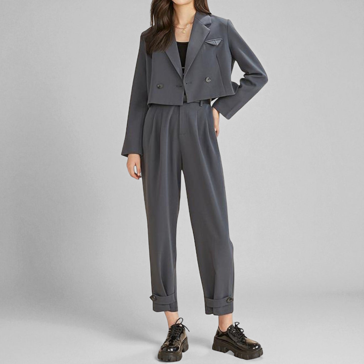 Women’s Classic Blazer & Trousers Set – Elegant Business Two-Piece Outfit