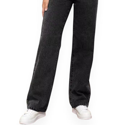 Straight Leg Jeans for Women – Mid Waist Loose Fit Denim Pants with Zipper, Casual Wide Leg Trousers