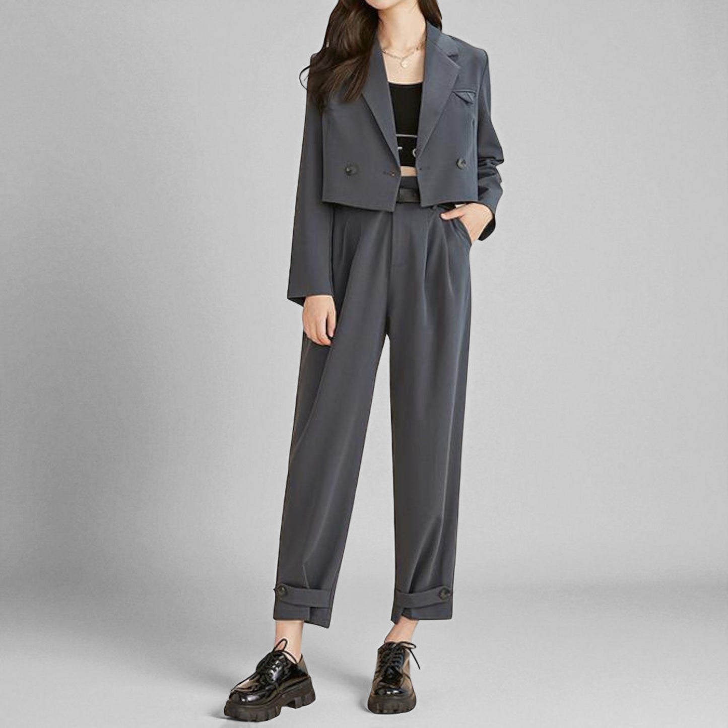 Women’s Classic Blazer & Trousers Set – Elegant Business Two-Piece Outfit