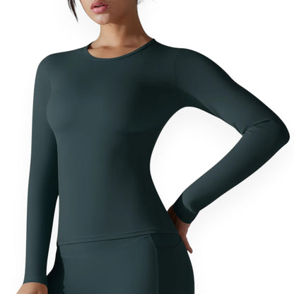 Women’s Breathable Nylon Spandex Active Top – Stretchy Pullover Sports Shirt for Running, Cycling & Fitness
