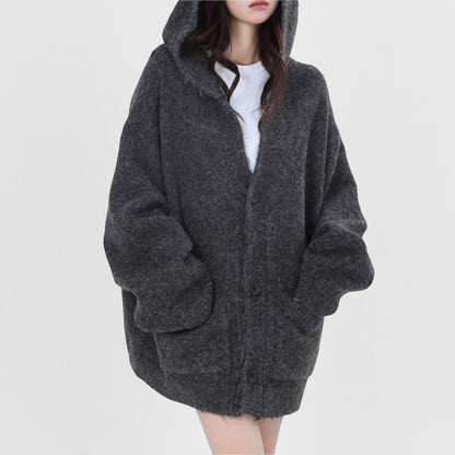Women’s Casual Korean Style Open Front Cardigan – Cozy Long Sleeve Knit Sweater