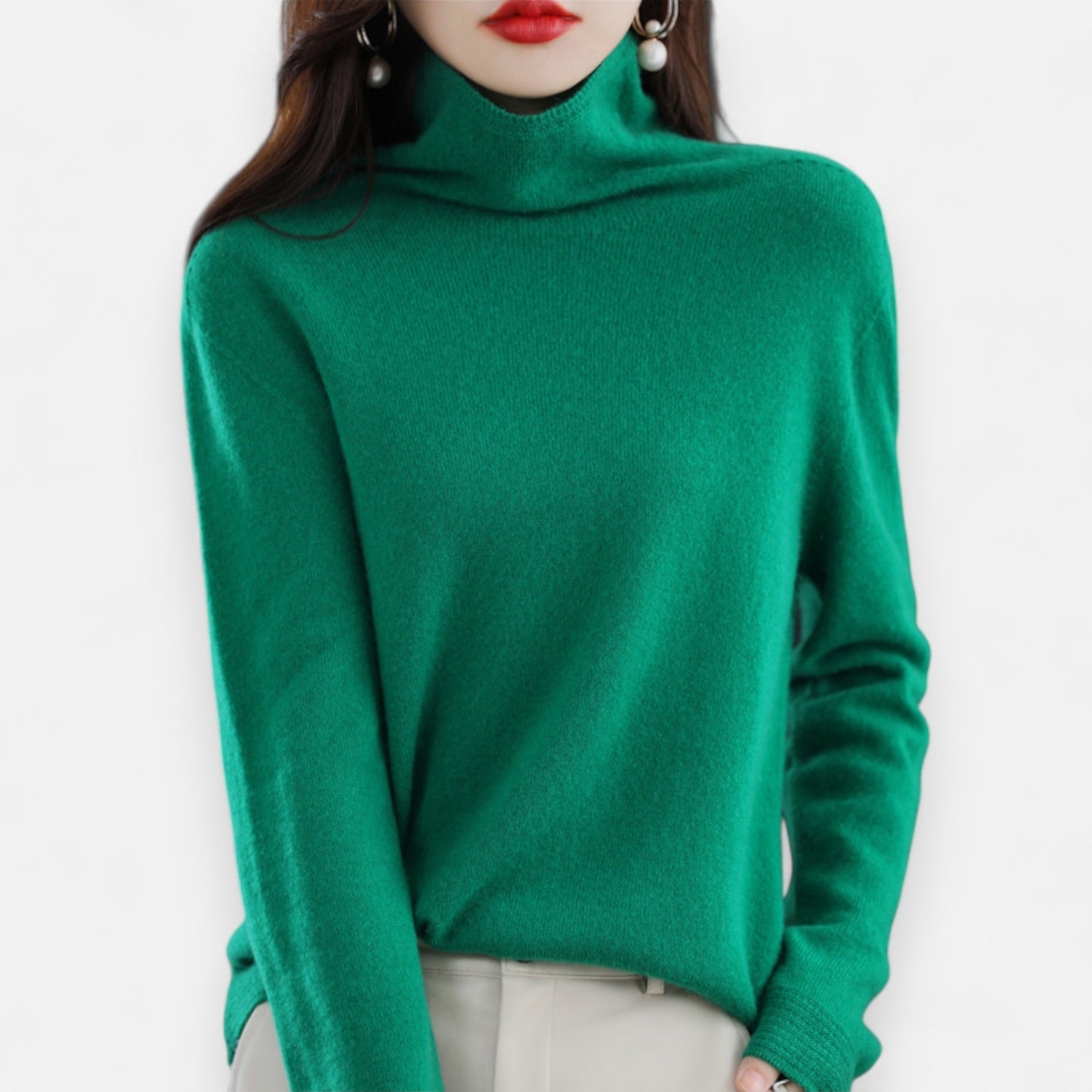 Women’s Wool Pullover Sweater – Classic Round Neck Long Sleeve Knitwear