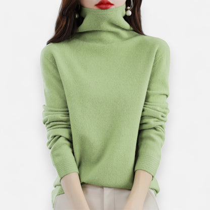 Women’s Wool Pullover Sweater – Classic Round Neck Long Sleeve Knitwear