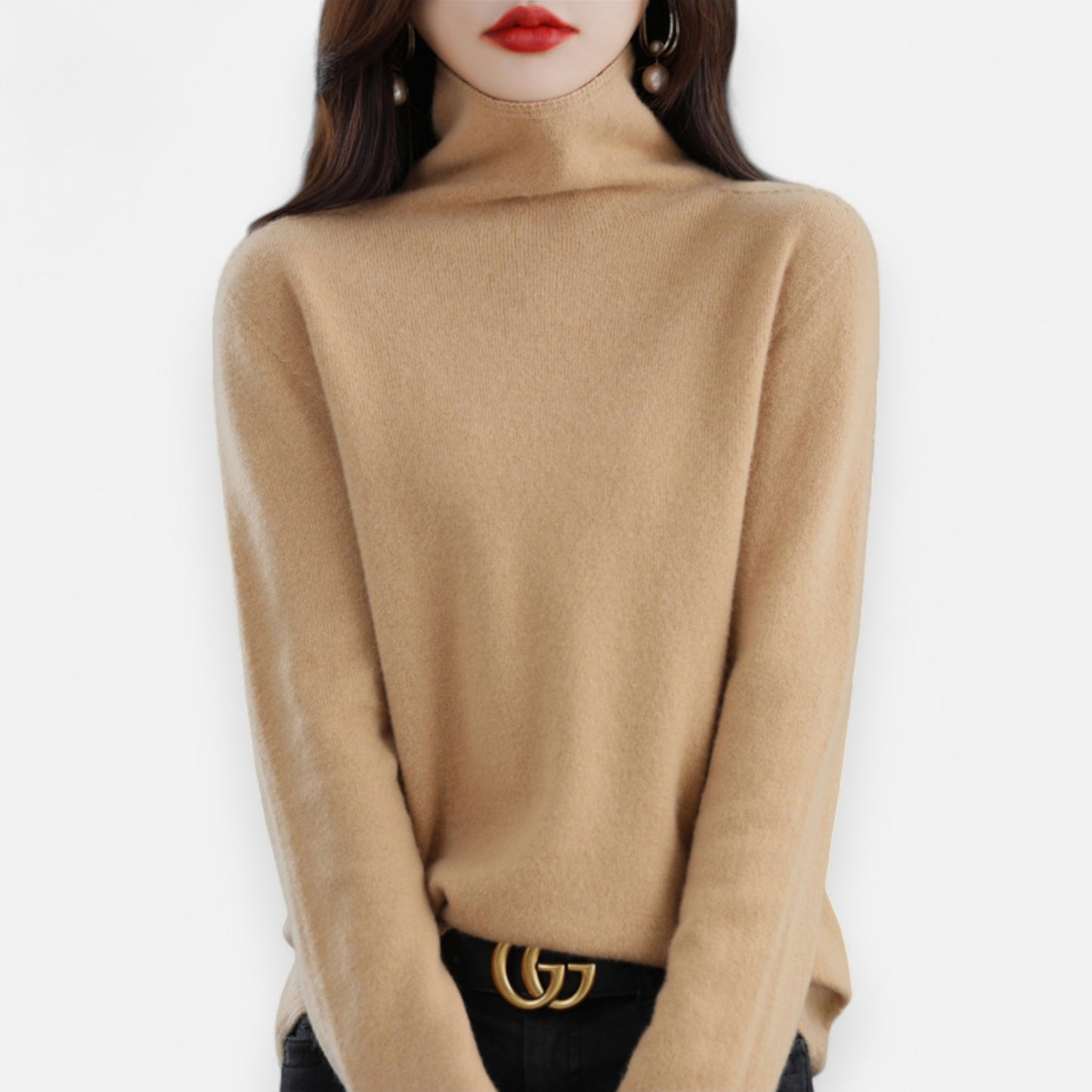 Women’s Wool Pullover Sweater – Classic Round Neck Long Sleeve Knitwear