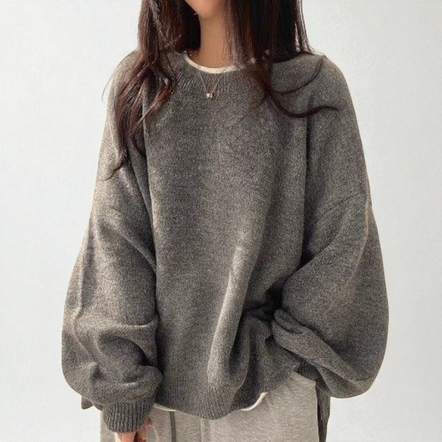 Women’s Elegant Pullover Sweater – Flight Sleeve Round Neck Casual Top