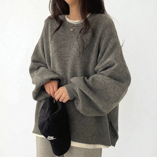 Women’s Elegant Pullover Sweater – Flight Sleeve Round Neck Casual Top