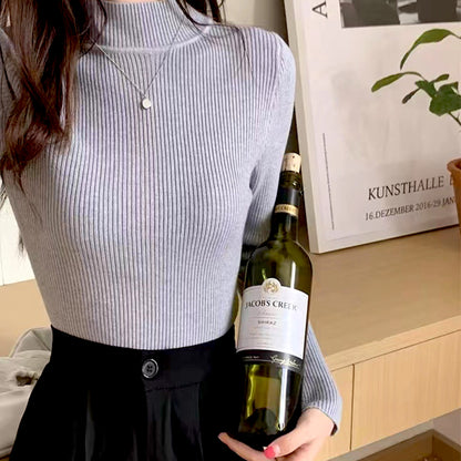 Women’s Slim Fit Half Turtleneck Pullover Sweater – Long Sleeve Lightweight Inner Wear Knit Top