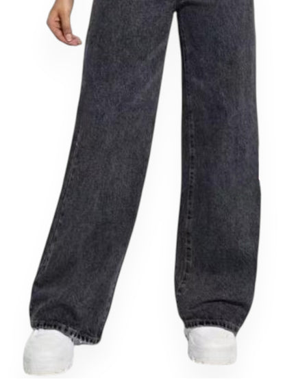 Straight Leg Jeans for Women – Mid Waist Loose Fit Denim Pants with Zipper, Casual Wide Leg Trousers