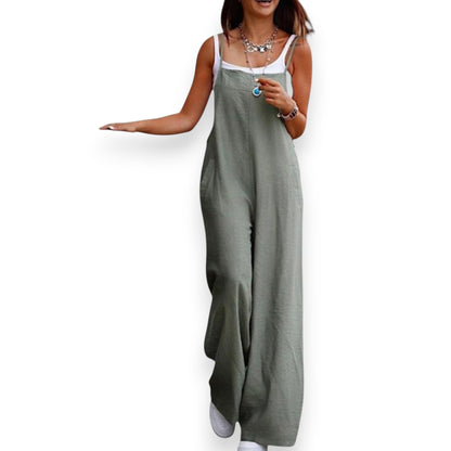 Women’s Solid Color Casual Jumpsuit – Sleeveless Summer Romper with Pockets, Lightweight One-Piece Outfit for Spring & Summer