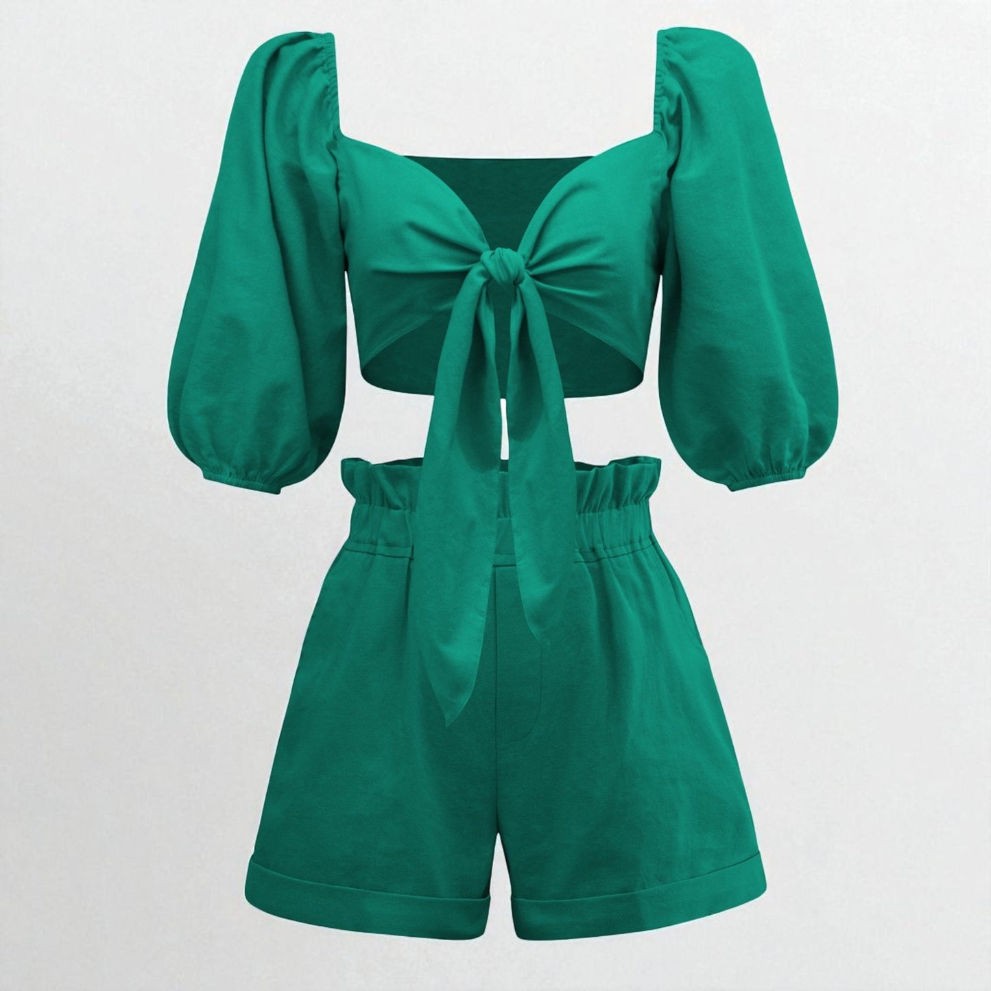 Women’s Two-Piece Street-Style Cardigan & Shorts Set – Casual Chic Cotton Outfit