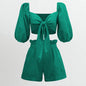 Women’s Two-Piece Street-Style Cardigan & Shorts Set – Casual Chic Cotton Outfit