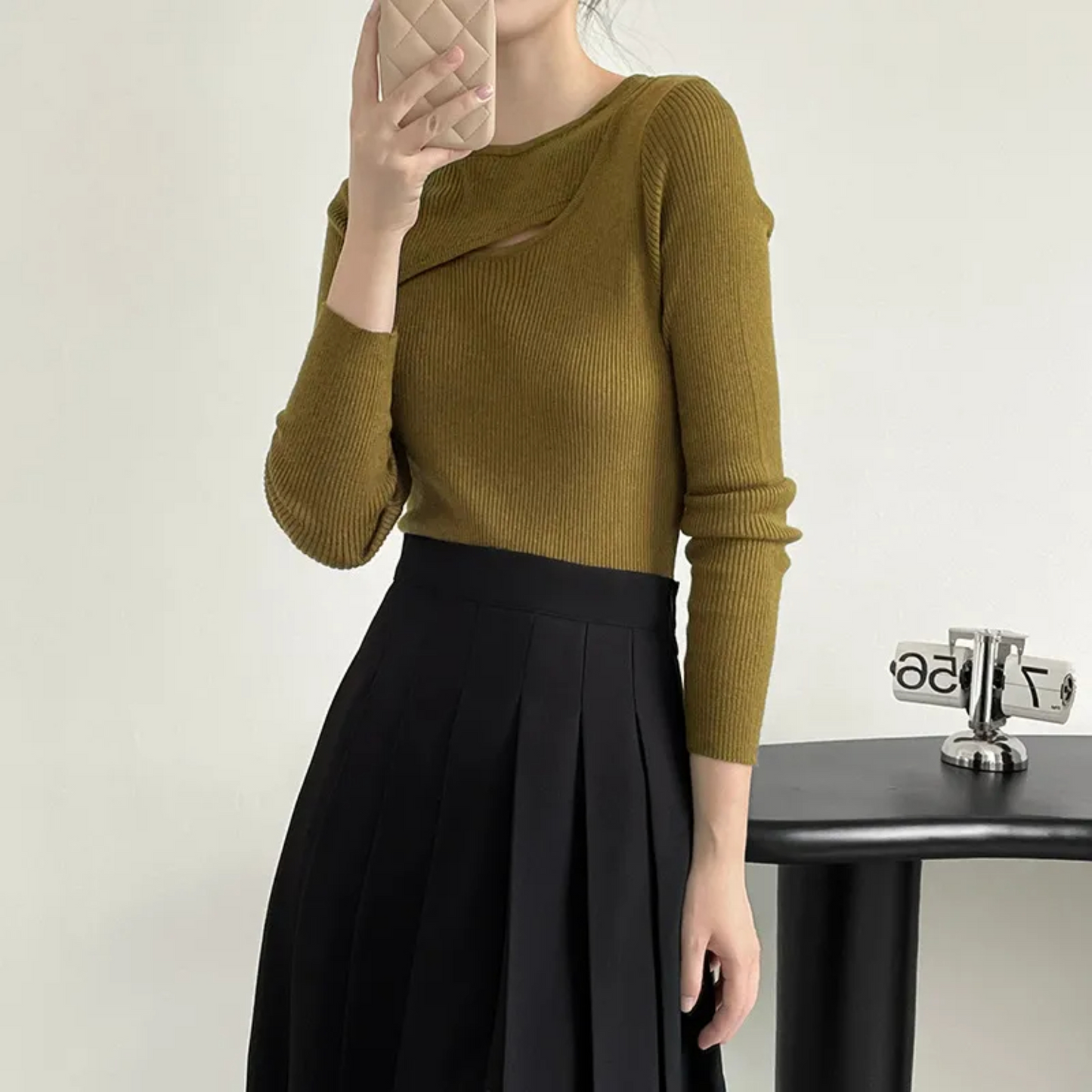 Women’s Korean Style Knitted Pullover – Simple Long Sleeve Round Neck Sweater Top