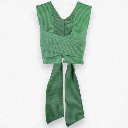 Women’s Sexy Wool Knit Cross Strap Vest – Sleeveless Slim Fit Top