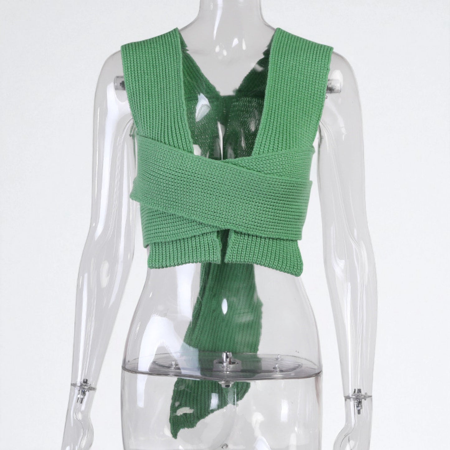 Women’s Sexy Wool Knit Cross Strap Vest – Sleeveless Slim Fit Top
