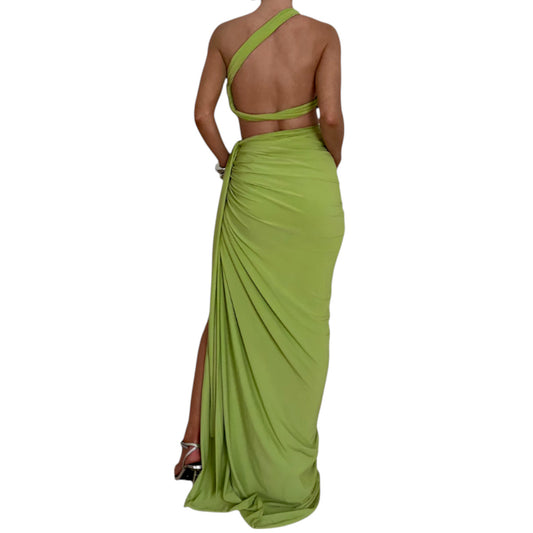 Women’s Asymmetrical Slit Skirt and Crop Top Set – Sexy Two Piece Summer Party Dress