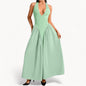 Women’s Fashion Long Summer Dress – Deep V Neck, Spliced Halter, Open Back Evening & Beach Dress
