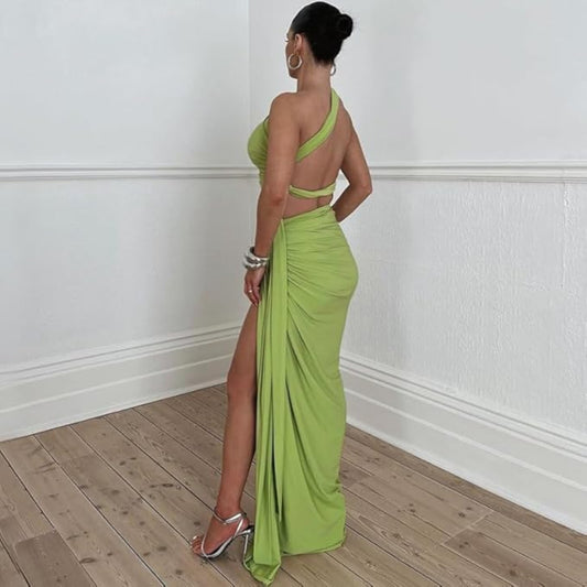 Women’s Asymmetrical Slit Skirt & Crop Top Set – Sexy Two-Piece Summer Party Dress