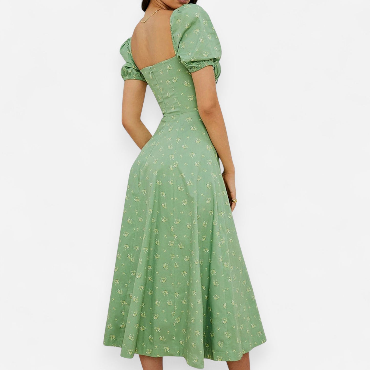 Women’s Floral Puff Sleeve Maxi Dress – Summer Casual Long Dress with Side Split