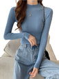 Women’s Slim Fit Half Turtleneck Pullover Sweater – Long Sleeve Lightweight Inner Wear Knit Top