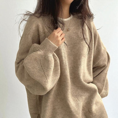Women’s Elegant Pullover Sweater – Flight Sleeve Round Neck Casual Top