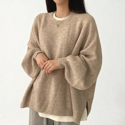 Women’s Elegant Pullover Sweater – Flight Sleeve Round Neck Casual Top