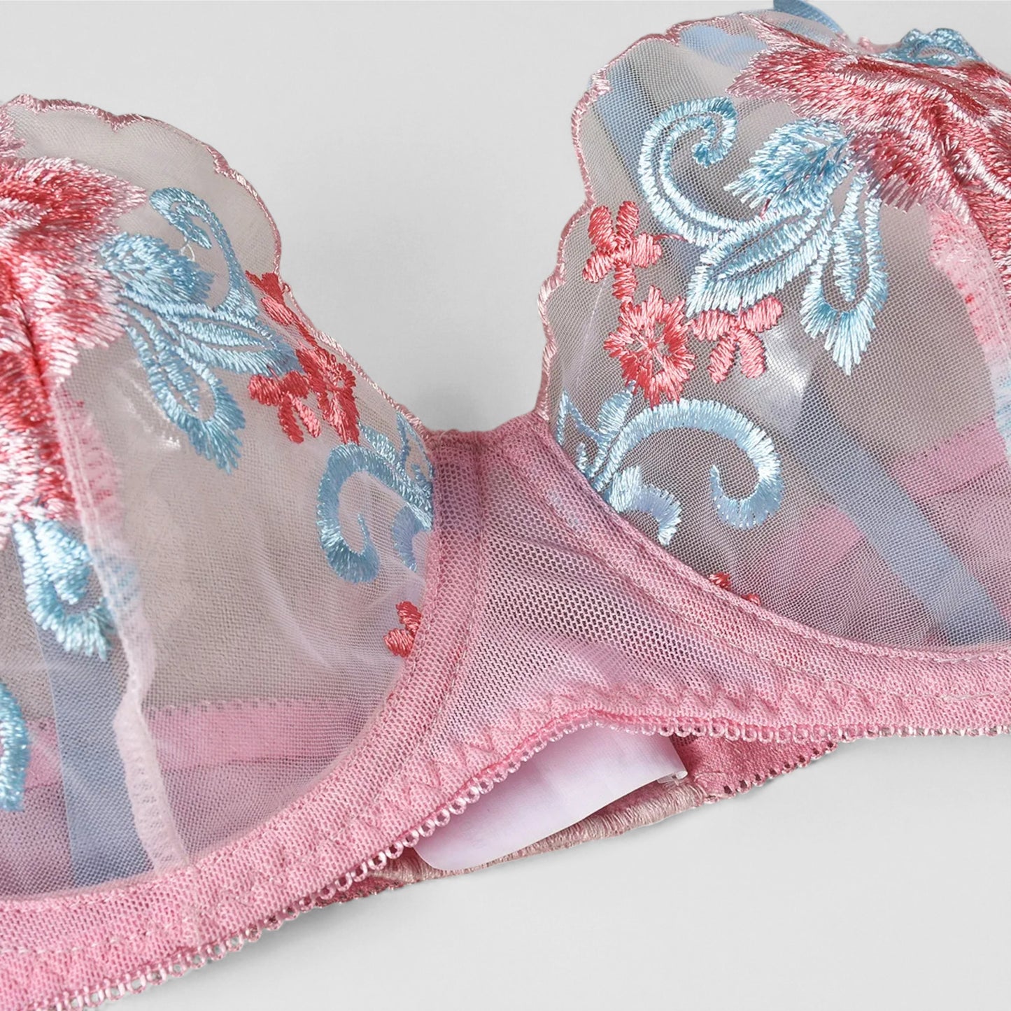 Women’s Mesh Push-Up Lingerie Set – Embroidered 3-Piece Underwear for Intimate & Romantic Wear