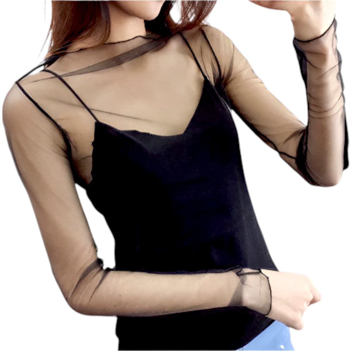 Women’s Lace Mesh  - Turtle Neck Sexy See Through Tee Shirts Party Club Night Lace Blouse