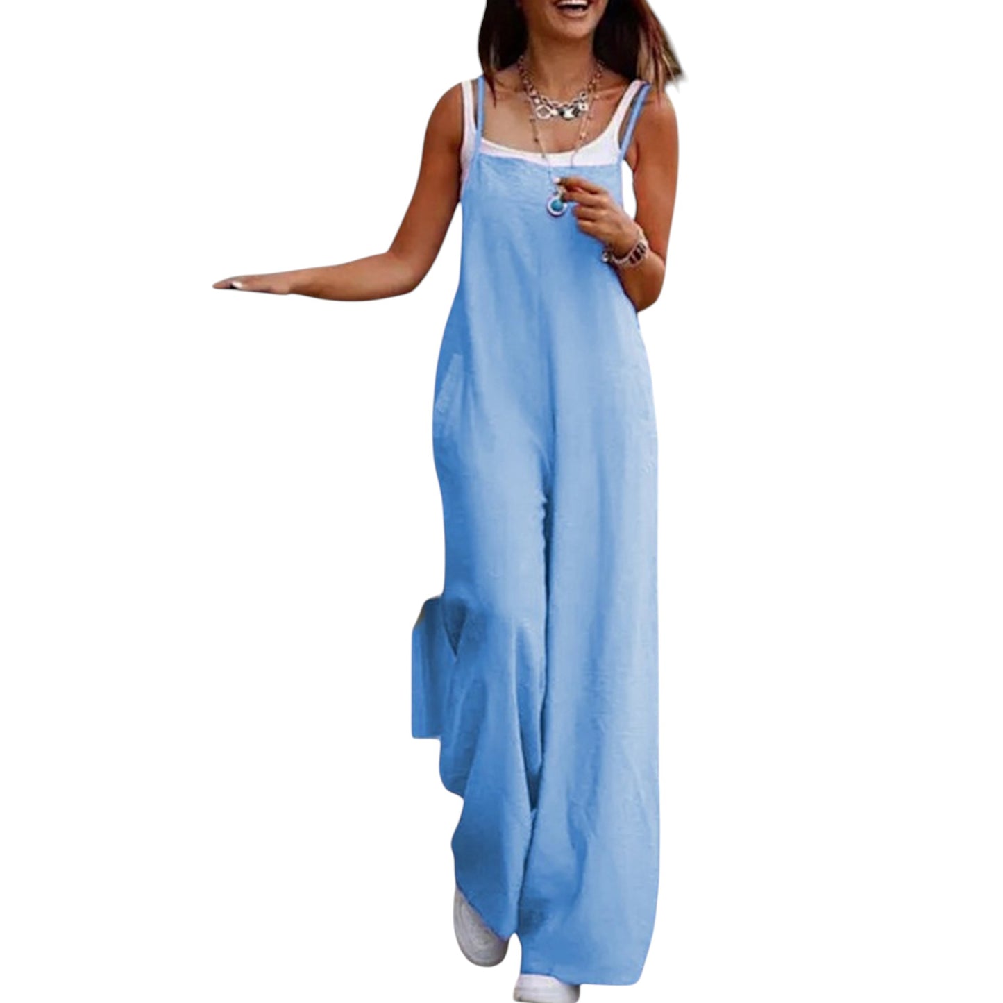 Women’s Solid Color Casual Jumpsuit – Sleeveless Summer Romper with Pockets, Lightweight One-Piece Outfit for Spring & Summer