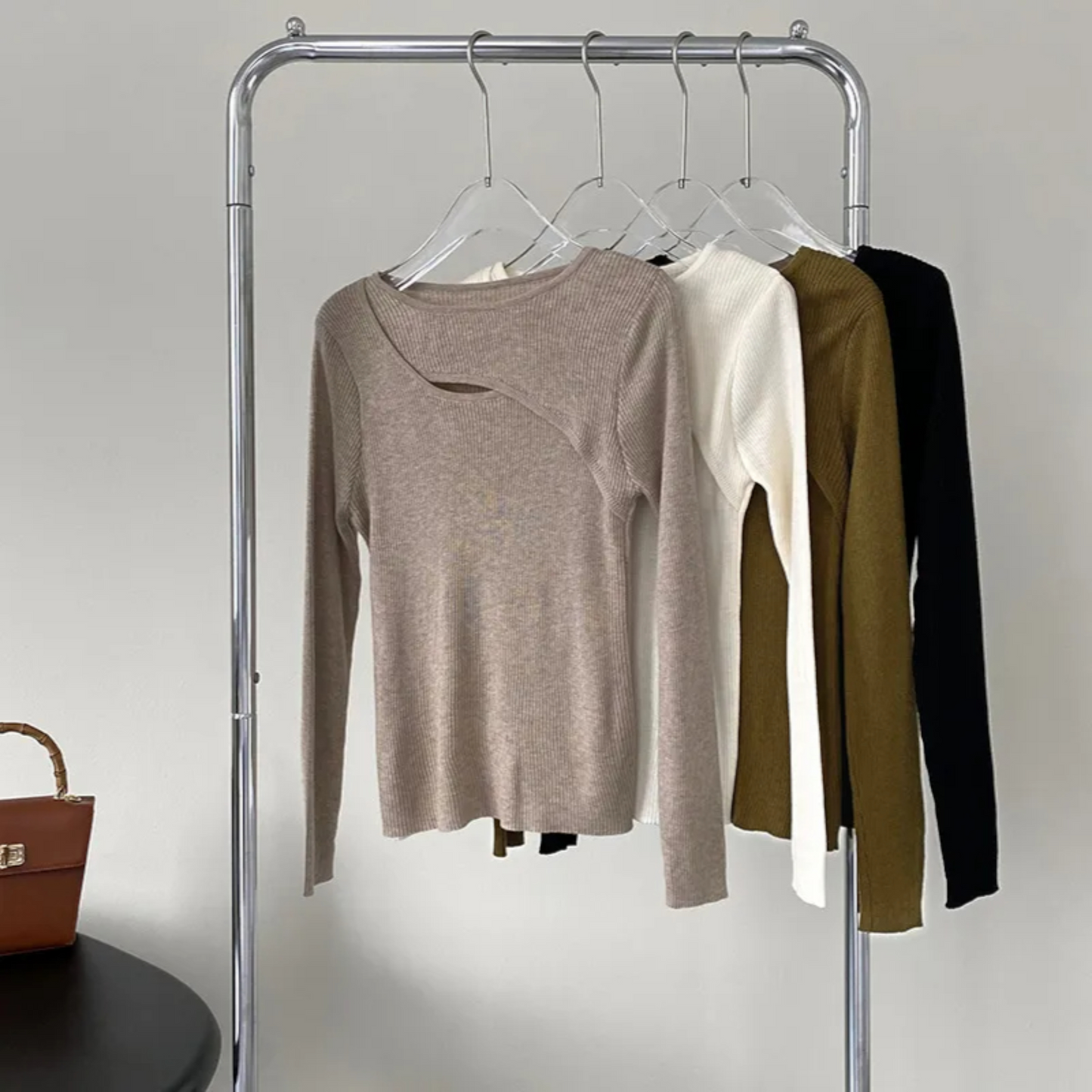 Women’s Korean Style Knitted Pullover – Simple Long Sleeve Round Neck Sweater Top