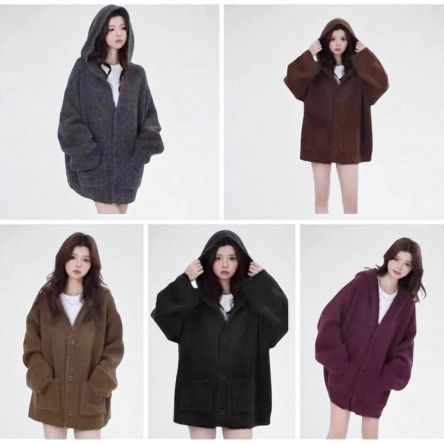 Women’s Casual Korean Style Open Front Cardigan – Cozy Long Sleeve Knit Sweater