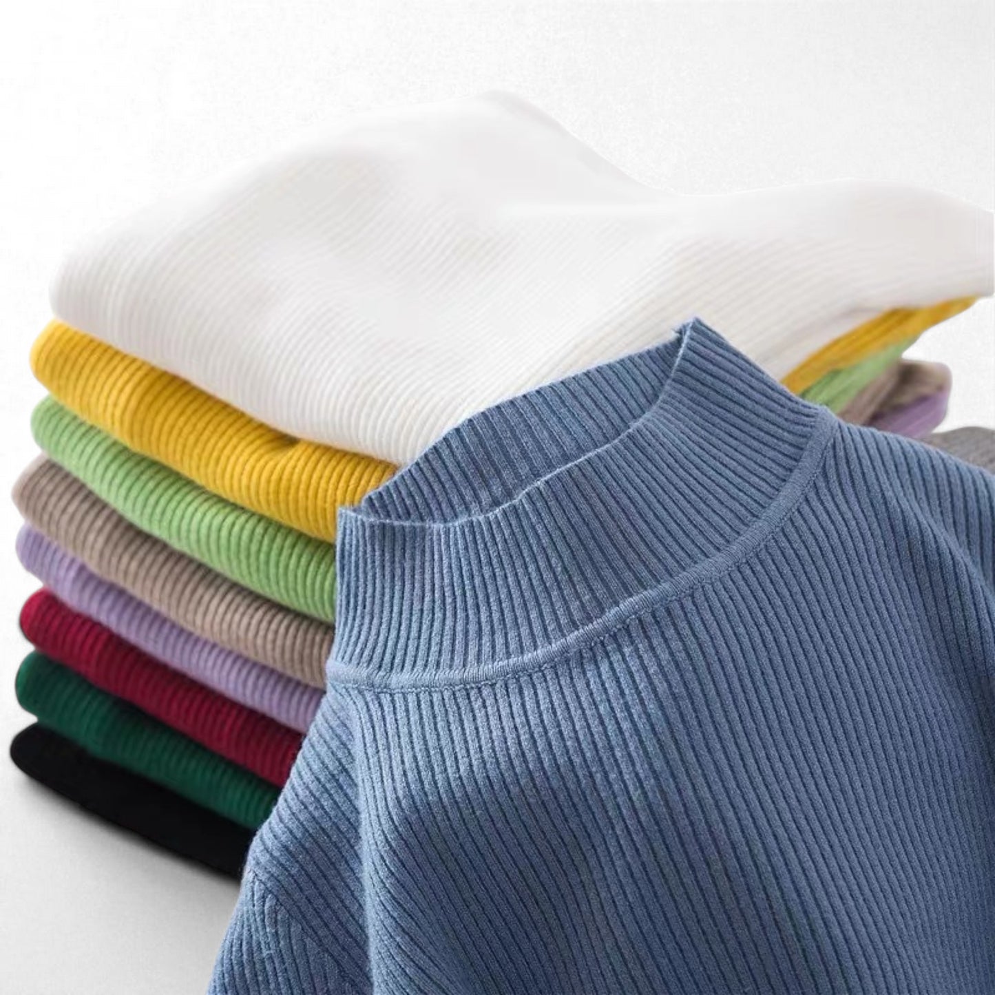Women’s Slim Fit Half Turtleneck Pullover Sweater – Long Sleeve Lightweight Inner Wear Knit Top