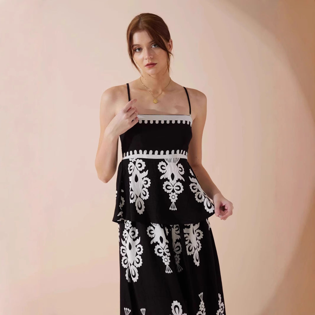 Temperament Slim Fit Backless Slip Dress Set