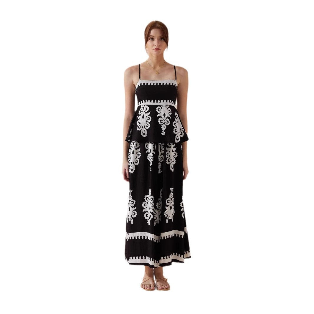 Temperament Slim Fit Backless Slip Dress Set