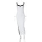 Women's Fashionable Elegant Color Contrast Patchwork Slim-fit Suspender Dress