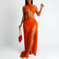 Women’s Evening Party Outfit – Sleeveless Crop Top & Maxi Skirt Set