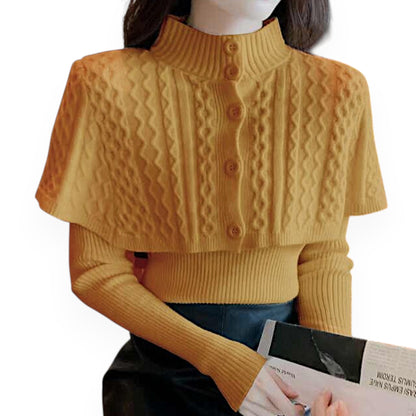 Women's Half Turtleneck Western Style Cable-knit Sweater Top