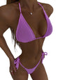 Sexy Halter Bikini for Women – Ribbed High Waist Two Piece Tie Side Swimsuit