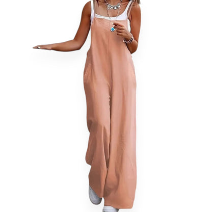 Women’s Solid Color Casual Jumpsuit – Sleeveless Summer Romper with Pockets, Lightweight One-Piece Outfit for Spring & Summer