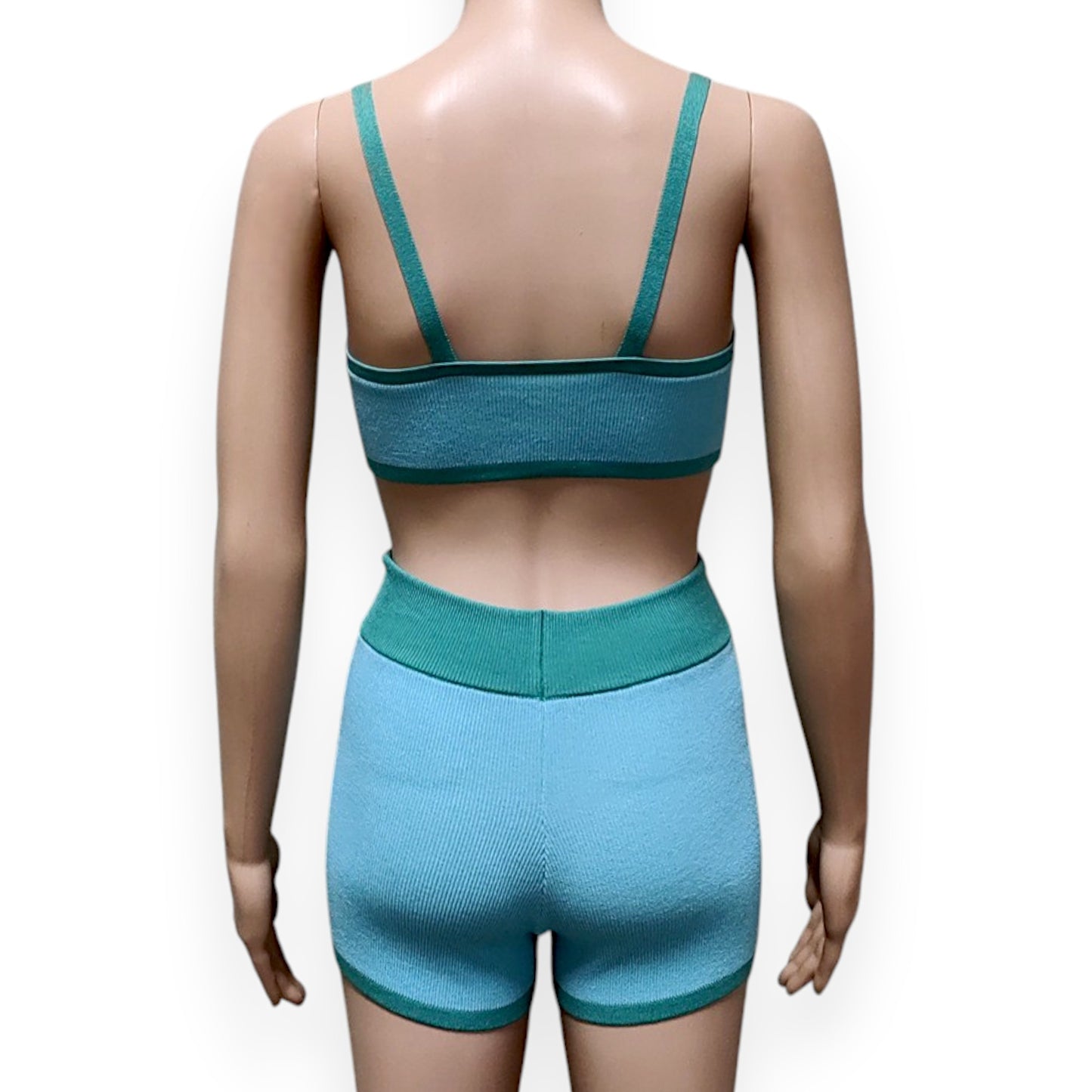 Tossy Summer Contrast Knit Outfits – Halter Top & Short Trousers Set (Y2K Style)