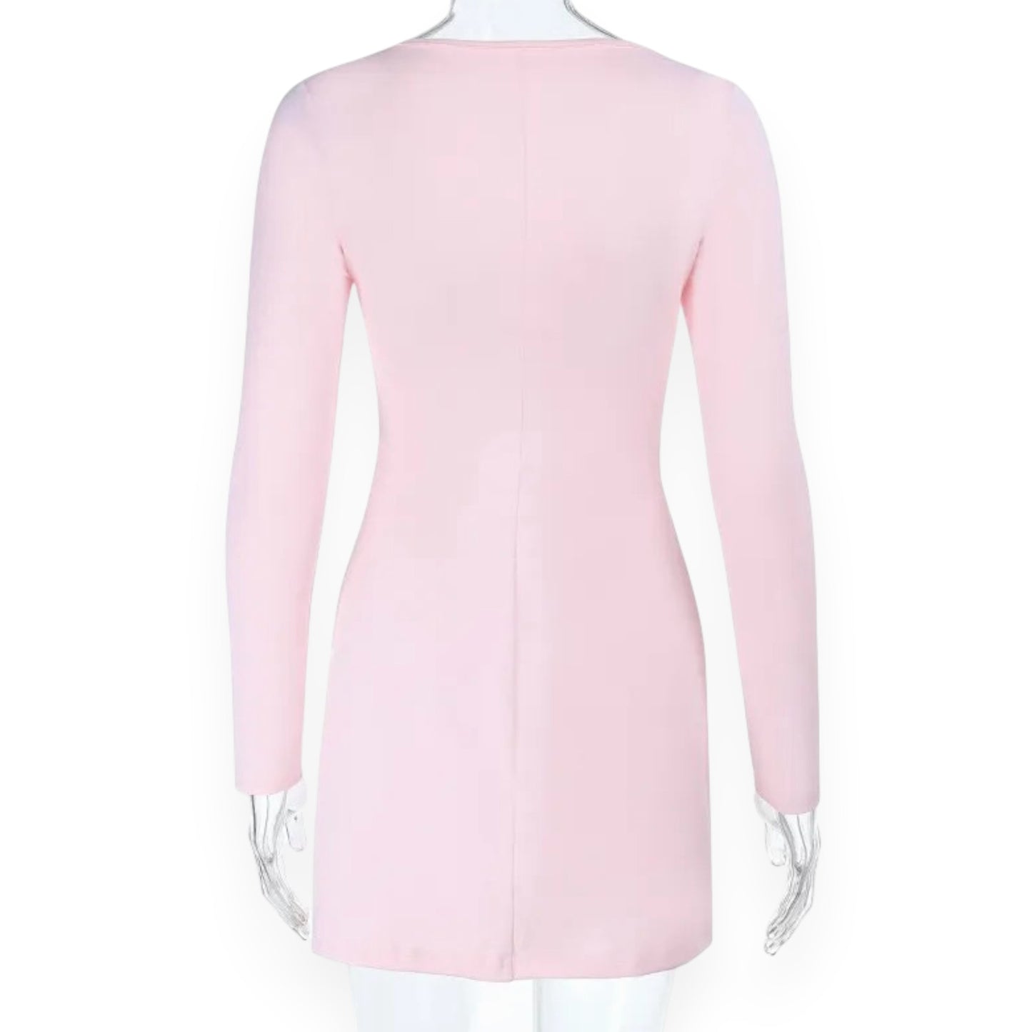 High Waist Pink Streetwear Mini Dress – Splicing Bodycon Design